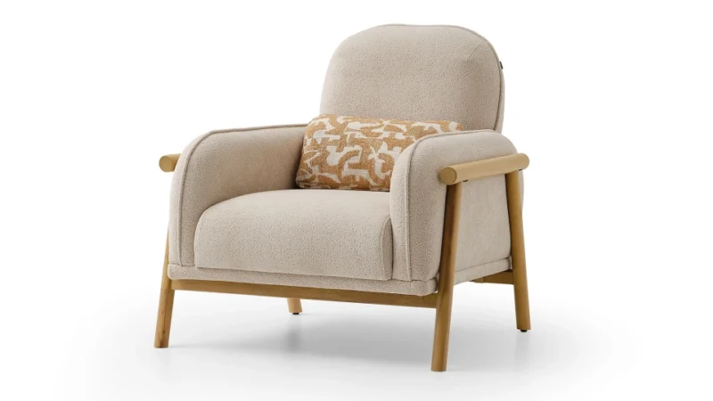kiera – fauteuil (berjer) tissu polaire tricoté crème