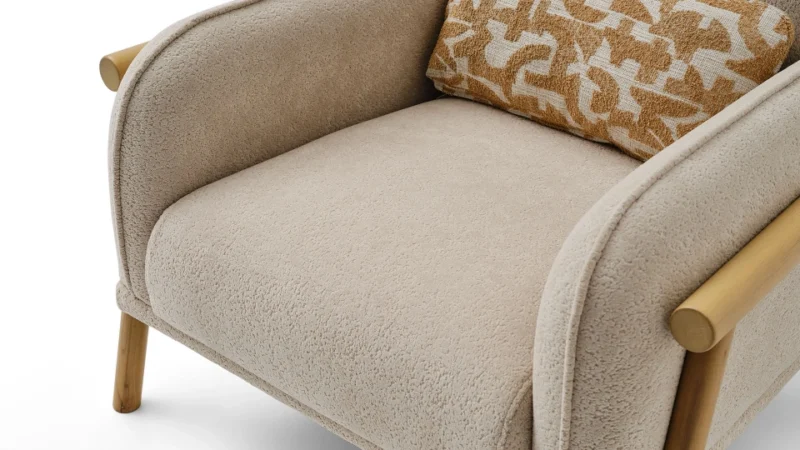 kiera – fauteuil (berjer) tissu polaire tricoté crème