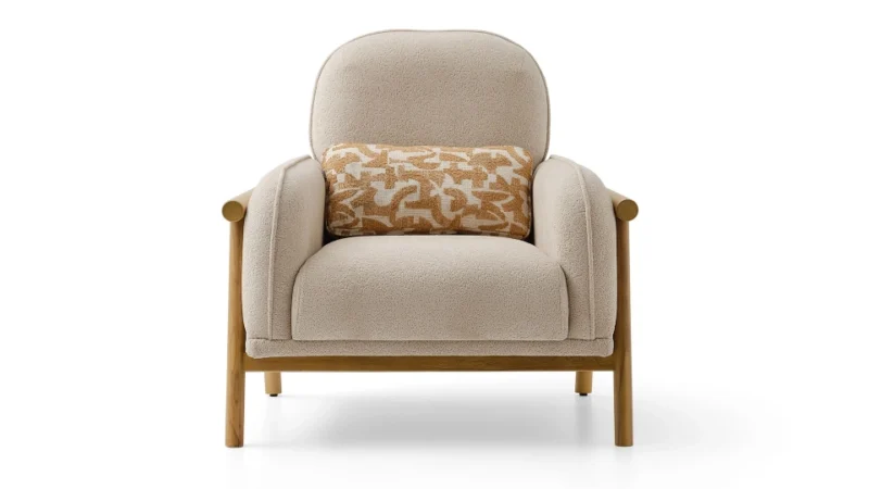 kiera – fauteuil (berjer) tissu polaire tricoté crème