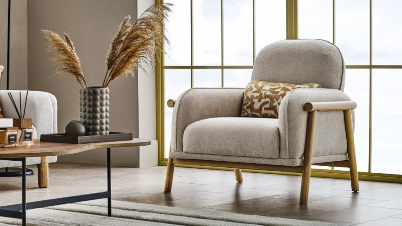 kiera – fauteuil (berjer) tissu polaire tricoté crème