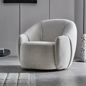 sophie – fauteuil (berjer) pivotant, chenille texturée crème