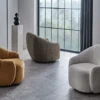 sophie – fauteuil (berjer) pivotant, chenille texturée crème