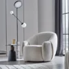 sophie – fauteuil (berjer) pivotant, chenille texturée crème