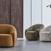 sophie – fauteuil (berjer) pivotant, chenille texturée crème