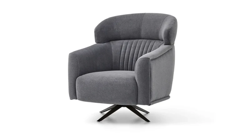 nevada – fauteuil (berjer) pivotant, velours texturé gris