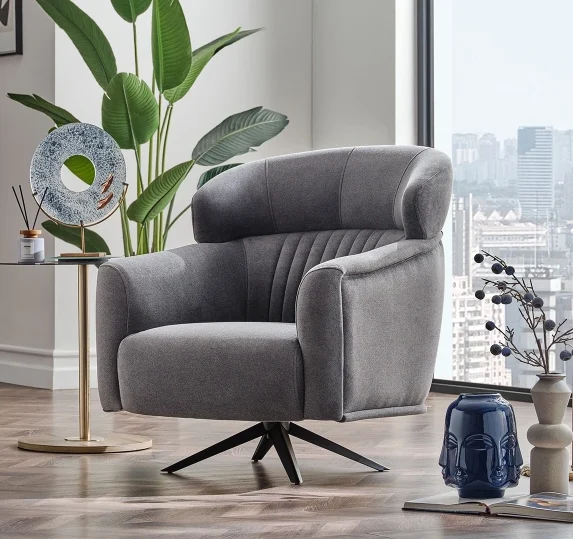 nevada – fauteuil (berjer) pivotant, velours texturé gris