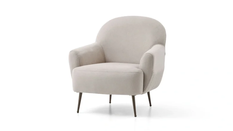 bend – fauteuil (berjer) velours texturé crème