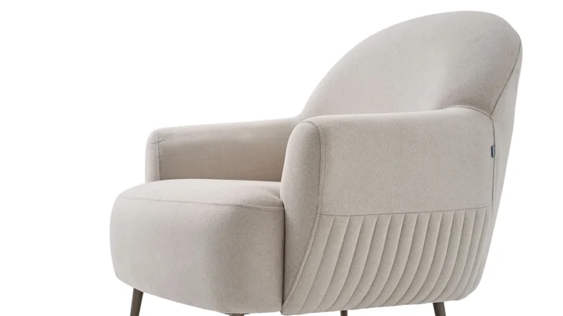 bend – fauteuil (berjer) velours texturé crème