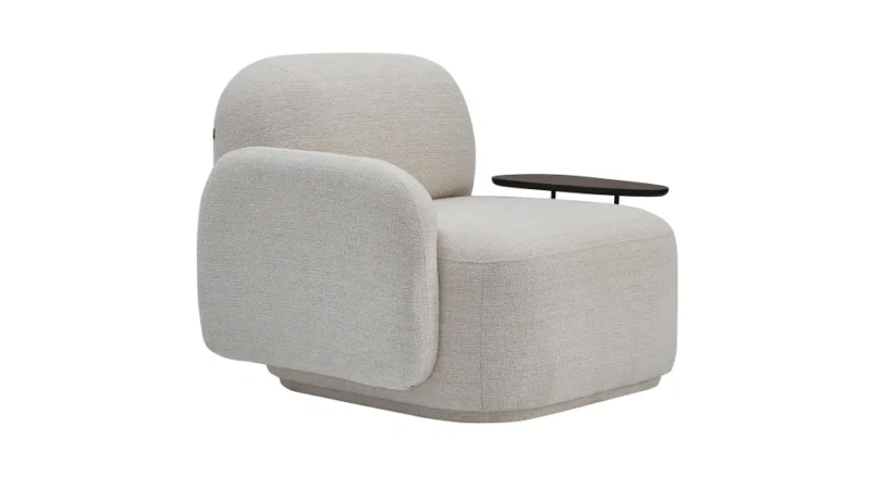punto plus – fauteuil (tekli koltuk) chenille texturée crème