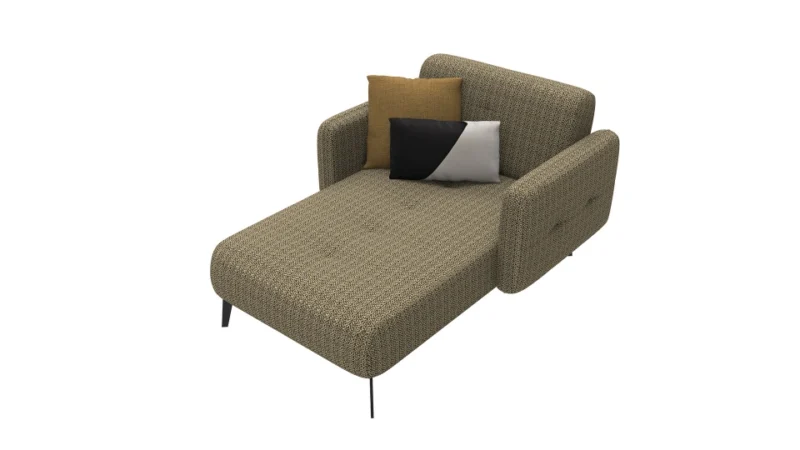 lines – fauteuil (berjer) avec repose jambes, tissu bouclé jaune