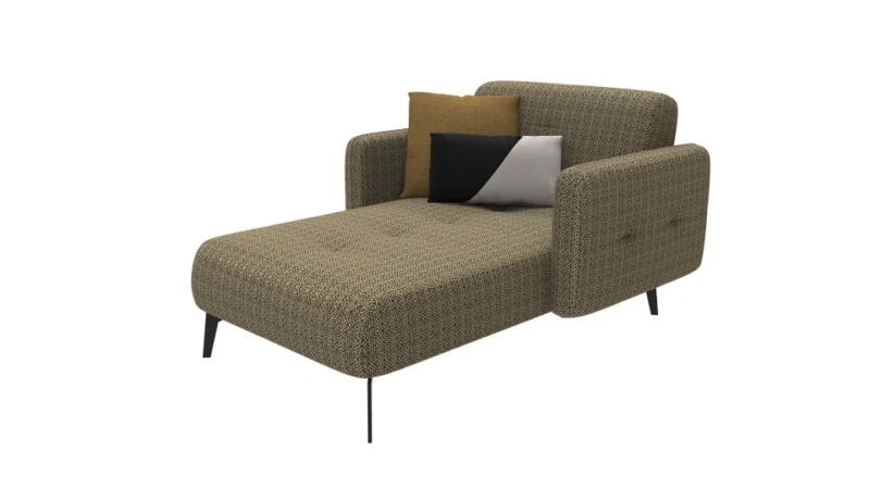 lines – fauteuil (berjer) avec repose jambes, tissu bouclé jaune