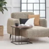 lines – fauteuil (berjer) avec repose jambes, tissu bouclé jaune