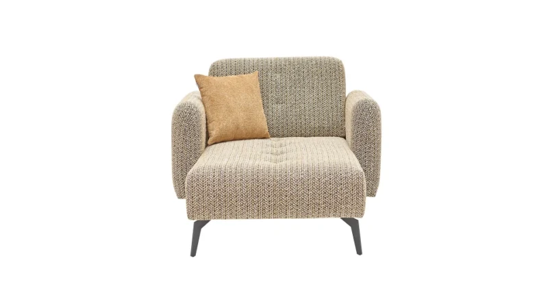 lines – fauteuil (berjer) avec repose jambes, tissu bouclé jaune