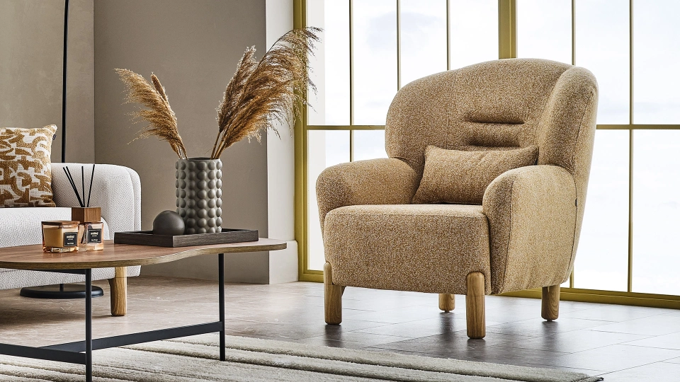 legna – fauteuil (tekli koltuk) tissu tissé moucheté crème legna – fauteuil (tekli koltuk) tissu tissé moucheté crème