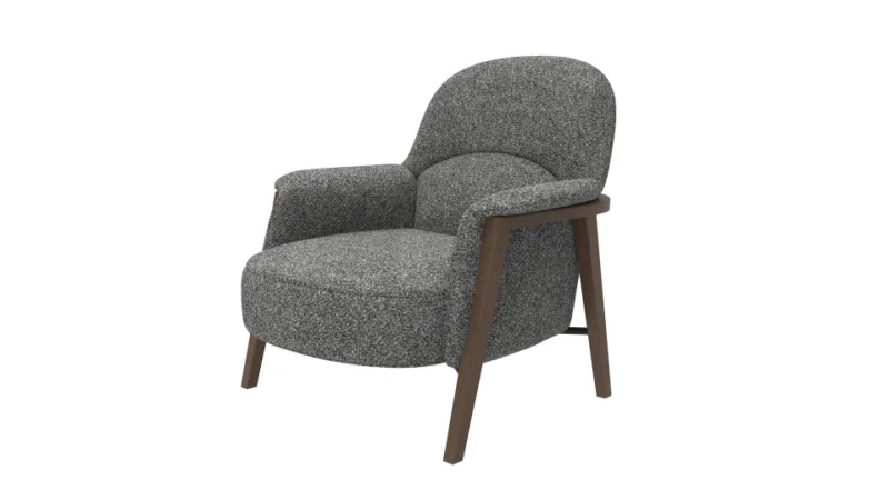 marone – fauteuil (berjer) tissu bouclé gris