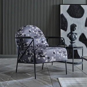 momenti – fauteuil (berjer) tissu satiné pétrole