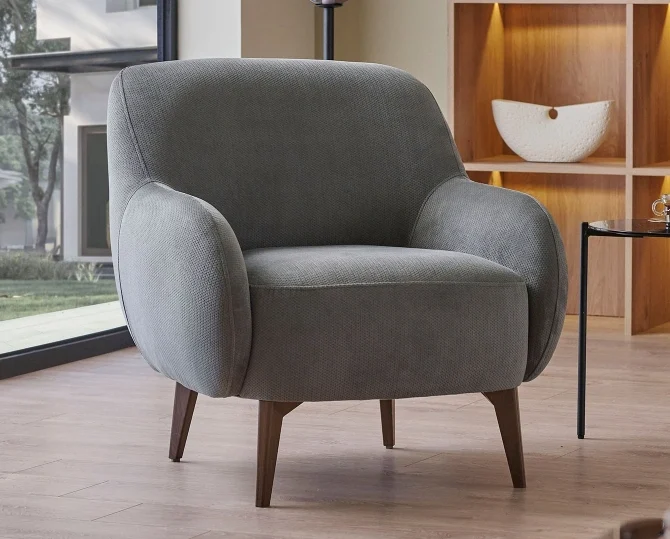 lea – fauteuil (berjer) tissu tricoté anthracite