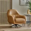trento – fauteuil (berjer) effet cuir tabac