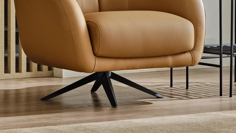 trento – fauteuil (berjer) effet cuir tabac
