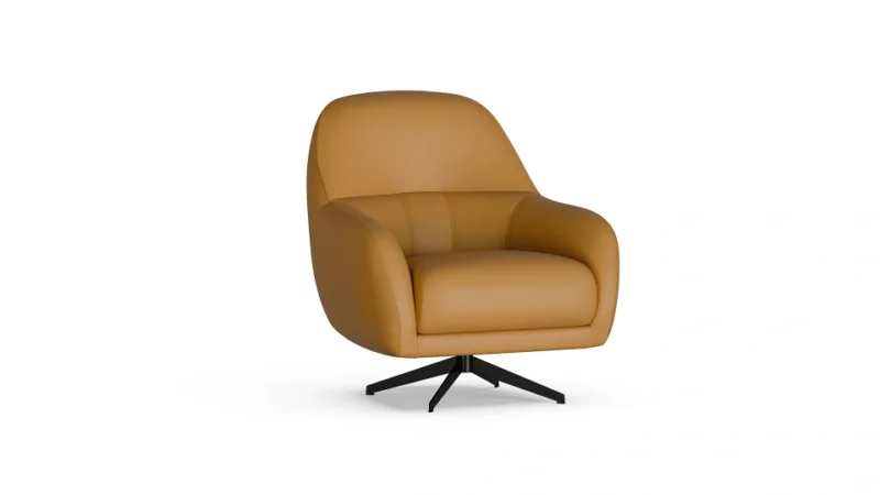 trento – fauteuil (berjer) effet cuir tabac
