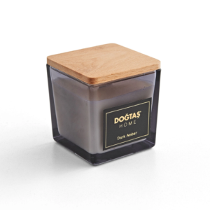 DARK AMBER AHŞAP KAPAKLI – Bougie de couvercle en bois ambre foncé