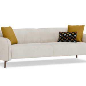 LEA – Canapé convertible 3 places – Anthracite, gris, moutarde, crème, crème, orange