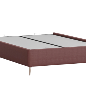 MILENA – Lit avec rangement - 160 cm - sans tête de lit – Crème, prune